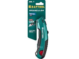 Универсальный нож с автостопом GRAND A-24, 2 трап. лезвия А24 Kraftool 09241_z02