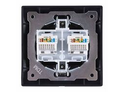Розетка компьютерная двойная RJ45 графит "Лама" TDM SQ1815-0675