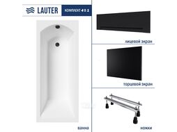 Ванна акриловая Lauter Amelia 140х70 / 21204040 (с ножками, лицевым черным и торцевым экраном)