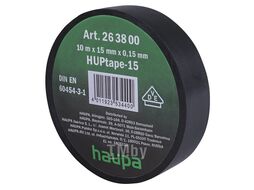 Изолента ПВХ, цвет чёрный, шир. 15мм, длина 10 м, d 60 мм Haupa 263800