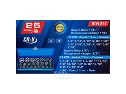 Набор дюймовых головок 1/4", 1/2", 25пр. Forsage F-50121I