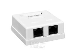 Розетка настенная TERACOM PRO Cat.6 неэкранированная 2 порта RJ-45 Dual IDC белая EKF TRP-WBOX-2RJ45-6UTP-WH