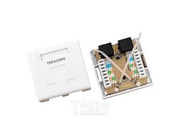 Розетка настенная TERACOM PRO Cat.6 неэкранированная 2 порта RJ-45 Dual IDC белая EKF TRP-WBOX-2RJ45-6UTP-WH