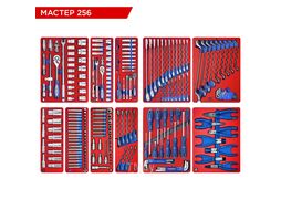 Набор инструментов "МАСТЕР 256" для тележки, 11 ложементов, 256 предметов, МАСТАК 5-00256