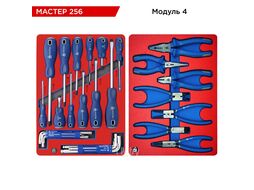 Набор инструментов "МАСТЕР 256" для тележки, 11 ложементов, 256 предметов, МАСТАК 5-00256