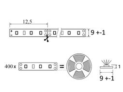 Лента светодиодная - 19,2W/m, 12V, 9мм, 2835, 240 д/м, IP20, холодный белый (6000K) - 20м, AKS