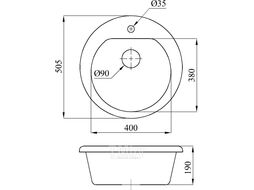 Мойка кухонная из искусственного камня GOLD песочный 505х505 mm, AV Engineering