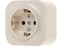 Розетка 1-ая (открытая, с/з) бежевая, Bailly, LEIDEN ELECTRIC 806024