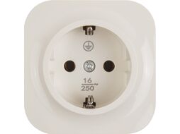 Розетка 1-ая (открытая, с/з) бежевая, Bailly, LEIDEN ELECTRIC 806024