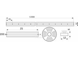Гибкий неон - 9,6W/m, 12V, 6*12мм, 120 д/м, IP65, теплый белый (3000K) - 20м, AKS