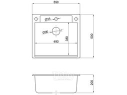 Мойка кухонная из искусственного камня UNIT олово 550х500 мм, AV engineering AVE550500GRA
