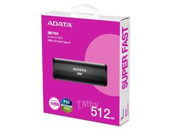 Внешний SSD 512Gb ASE760-512GU32G2-CBK A-data SE760, USB 3.2 Gen2 (10 Гбит/с), металл, черный