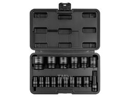 Набор головок ударных коротких 16пр.1/2''(6-гр.) (10, 12-17, 19, 21, 22, 24, 27, 30, 32мм(36мм-12гр)+удлинитель 75мм), в кейсе EVERFORCE EF-4177-5MPB