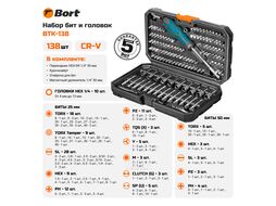 Набор ручного инструмента BORT BTK-138 (93418552)