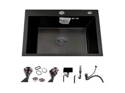 Кухонная мойка 500*500*200mm , чёрная с сифоном Diadonna DS5050B