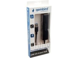 Хаб USB UHB-C354 Gembird 4 порта USB 3.0, с разъёмом для дополнительного внешнего питания 3.5 х1.35 мм (MAX DC 5 В / 3 А,15 Вт), Длина кабеля: 15 см
