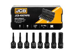Набор головок-бит 6-гранных ударных 8пр.,1/2"(H5, H6, H8, H10, H12, H14, H17, H19), в пласт.кейсе JCB JCB-4087MPB