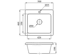 Мойка кухонная из искусственного камня SOLO серый 500х460 мм, AV engineering AV500460SGRA