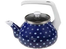 Чайник стальной эмалированный, 2.2 л, серия Горошек, PERFECTO LINEA (диаметр 11,5 см, высота 12 см подходит для всех типов плит, включая индукцию)