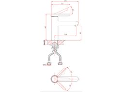 Смеситель для умывальника (Lt) D35, серия Rose черный + красный, (Монолитный излив) A-five A5-1021