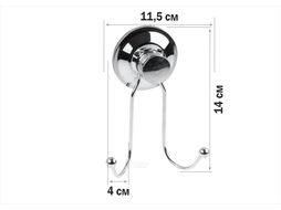 Крючок двойной настенный на вакуумной присоске, хром. сталь, FIX LOCK, PERFECTO LINEA (115x40x140 мм)