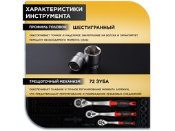 Набор головок и ключей 216пр. 1/4",3/8",1/2" PRO STARTUL STUTTGART (PRO-216S) (6 граней)