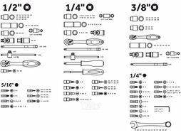Набор головок и ключей 216пр. 1/4",3/8",1/2" PRO STARTUL STUTTGART (PRO-216S) (6 граней)