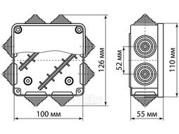 Коробка распред.с крышкой 100х100х55мм IP54, 8вх. TDM