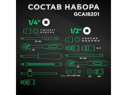 Набор головок и ключей 82пр. 1/4",1/2" TOPTUL (GCAI8201)