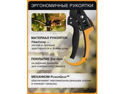 Секатор контактный FISKARS PowerStep с храповым механизмом (111670)