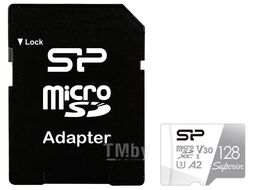 Карта памяти 128Gb Silicon Power Superior SP128GBSTXDA2V20SP, SD Micro, SDXC Class 10, UHS-I U3, адаптер