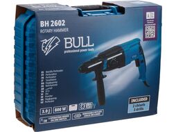 Перфоратор BULL BH 2602 в чем. (800 Вт, 3.4 Дж, 4 реж., патрон SDS-plus, БЗП в комплекте, вес 3.4 кг)