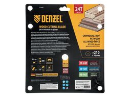 Пильный диск по дереву ф210 х 30 мм, 24 зубьев Denzel 733487
