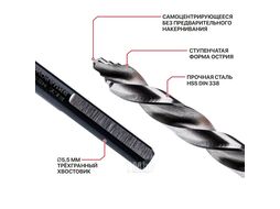 Сверло по металлу ц/х HSS d5,5мм 93х57мм P.I.T. SharkStep