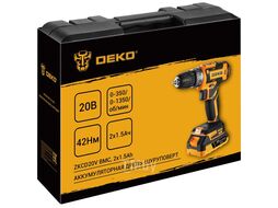 Аккумуляторная дрель-шуруповерт ZKCD20V в кейсе, 20В, 2х1.5Ач Deko 084-1007