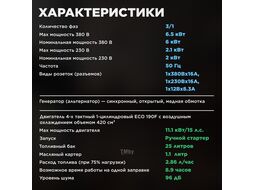 Электростанция 3-х фазная (генератор бензиновый) ECO PE-8501S3 (6.5/2,1 кВт, 380/220 В, бак 25.0 л, вес 73 кг)