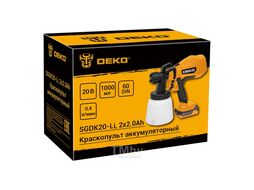 Краскопульт аккумуляторный SGDK20-Li, 20В, 1000 мл, 2x2.0Ач Deko 086-1020