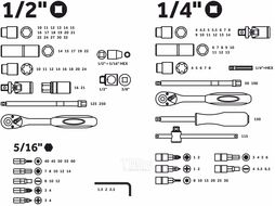 Набор головок и бит 108пр. 1/4",1/2" PRO STARTUL STUTTGART (PRO-108S) (6 граней)