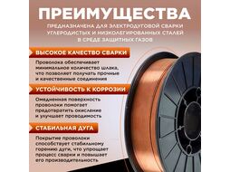 Проволока сварочная омедненная ER 70S-6 ф1,0мм (катушка 5 кг) SOLARIS (WM-ER70S6-10050)