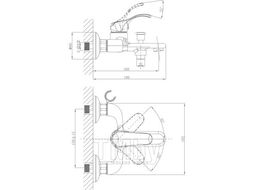 Смеситель для ванны (Lt) D35, серия Iris хром, (На стену, Короткий излив) A-five A5-0232