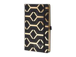 Блокнот А5 130*210 мм., 96 л., св-кремовый, лин. "Clasp Gold" тверд. обл., искусств. матер., на резинке, черный/золотой, срез золотистый CASTELLI 0QO4LG-003