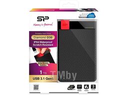 Внешний жесткий диск Portable Hard Disk Silicon Power Diamond D30 1Tb, USB 3.1 Blac SP010TBPHDD3SS3K