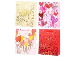 Пакет подарочный 18x23x8 см бумажный "Hearts" 210 г/м2, ассорти 4 цв deVente 9041251