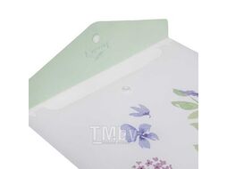 Папка-конверт А5 на кнопке "NATURAL BLUE FLOWERS ", текстура с печатью Hatber AKk_33478