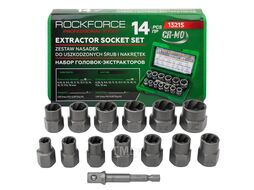 Головки-экстракторы для поврежденных болтов/гаек, набор 14пр. RockFORCE RF-1321S