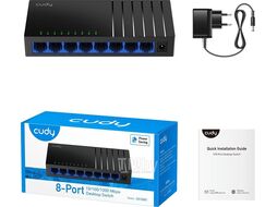 Коммутатор Cudy GS108D 4.0 настольный/настенный, матрица 16 Гбит/с, 8xGbit