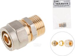 Ниппель 16(2.0)х1/2 нар. для трубы PEX AV Engineering
