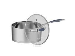 Ковш MAUNFELD MADISON MF18MS01SP из нержавеющей стали со стеклянной крышкой, 16 см, 1,8 л.