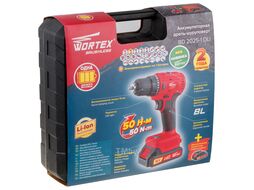 Аккум. дрель-шуруповерт WORTEX BD 2025-1 DLi в чем. ALL1 (18.0 В, БЕСЩЁТОЧНЫЙ, 2 акк., 1.5 А/ч Li-Ion, 2 скор., 50 Нм, шурупы до 9 мм)