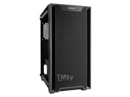 Корпус CL550 GINZZU mATX, 2*USB2+1*USB3, решетка, стекло, блок питания снизу, кулер до 160мм, видеокарта до 310мм, черный